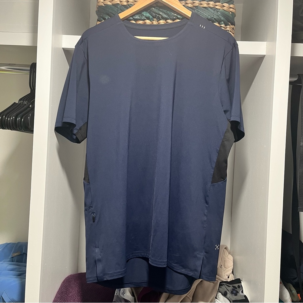 Lululemon Men's Navy Blue Athletic Shirt